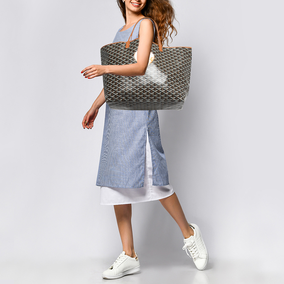 GOYARD Brown ine Coated Canvas and Leather Coeur Saint Louis GM Tote - Picture 2 of 8